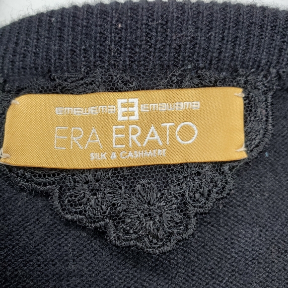 Era Erato Silk Cashmere Black Button Up Cardigan Sweater Made in Germany Sz 36. - Picture 9 of 11